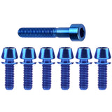 Wanyifa Titanium Bolt Set 1pc M6x35mm Taper/Cap Hex Head Screw+6pcs M5/M6x16 18 20mm Taper Hex Head with No-shedding Washer Screws for Bicycle Upgarde Set Kits