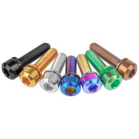 Wanyifa Titanium Bolt M5/M6x16 18 20 25 30 35mm Chamfered Hex Head with Non-shedding Washer Screw for Mountain Bike Road Bicycle Fixing Handlebar Stem