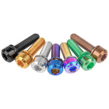 Wanyifa Titanium Bolt M5/M6x16 18 20 25 30 35mm Chamfered Hex Head with Non-shedding Washer Screw for Mountain Bike Road Bicycle Fixing Handlebar Stem