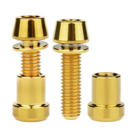 Wanyifa Titanium Bolt 2pcs M5x16 18 20mm Hex Head with Washer Screws & 2pcs M5 Steerer Clamp Nuts Set for Bicycle Stem Handlebar Front Fork Locking Fastener Sets