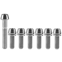 Wanyifa Titanium Bolt Set 1pc M6x35mm Taper/Cap Hex Head Screw+6pcs M5/M6x16 18 20mm Taper Hex Head with No-shedding Washer Screws for Bicycle Upgarde Set Kits