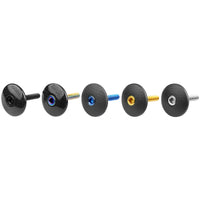 Wanyifa Titanium M6x35mm Bolt & Carbon Fiber 1-1/8" Bicycle Headset Top Cap for Bike Front Fork Stem Top Cover Screw Set