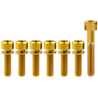 Wanyifa Titanium Bolt Set 1pcs M6x35mm Taper/Cap Hex Head Screw+6pcs M5/M6x16 18 20 25 35mm Chamfered Hex Head with No-shedding Washer Screws for Bicycle Upgarde Set Kits