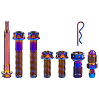 Wanyifa Titanium Bolt 2pcs M8x40mm Bolts+2pcs M8x20mm Bolts+1pc Caliper Pin With Clip+1pcs Oil Drain Screw+1pcs Oil Pipe Screw for Brembo Modificated Screws Kit 7pcs