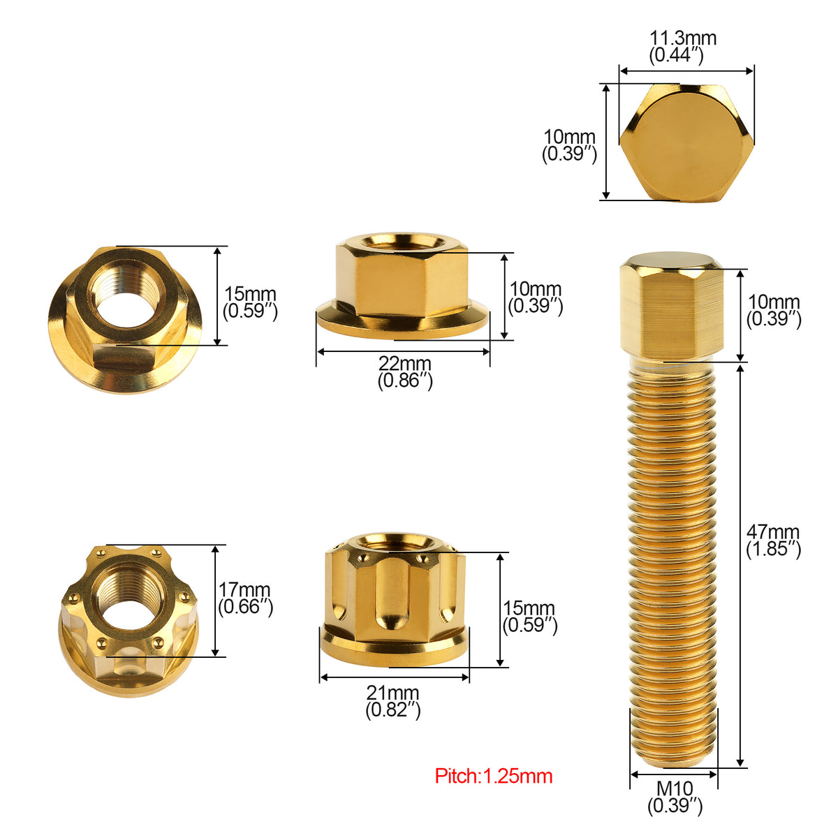 Wanyifa Titanium Bolt M8 M10x47mm Chain Rear Axle Adjuster Bolts Kit f ...