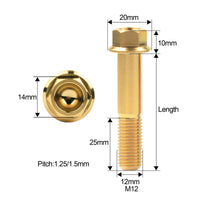 Wanyifa Titanium Bolt M12x30 35 40 45 50 55 60 65 70 75 80 85 90mm Flange Hex Head Screws for Motorcycle Pitch 1.5mm