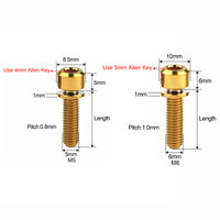 Wanyifa Titanium Bolt M5/M6x16 18 20 25 30 35mm Chamfered Hex Head with Non-shedding Washer Screw for Mountain Bike Road Bicycle Fixing Handlebar Stem