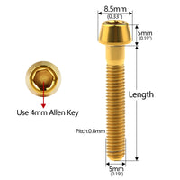 Wanyifa Titanium Bolt M5x9 16 18 20 25 30 35 40 45 50 55 60mm DIN912 Taper Hex Allen Head Screws Ti Fasteners