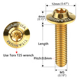 Wanyifa Titanium Bolt M5x10 12 15 20 25 30 35mm Butterfly Umbrella Torx T25 Head with Logo Screw for Bicycle Motorcycle Car