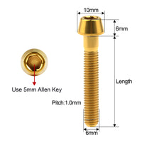 Wanyifa Titanium Bolt M6x10 16 18 20 25 30 35 40 45 50 55 60 65mm Taper Hex Allen Head Screw For Bicycle