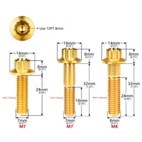 Wanyifa Titanium Bolt M7/M8x24 32mm Flange 12-Point Head Screw Car Wheel Split Rim Modifications Parts Ti Gr5 Fasteners
