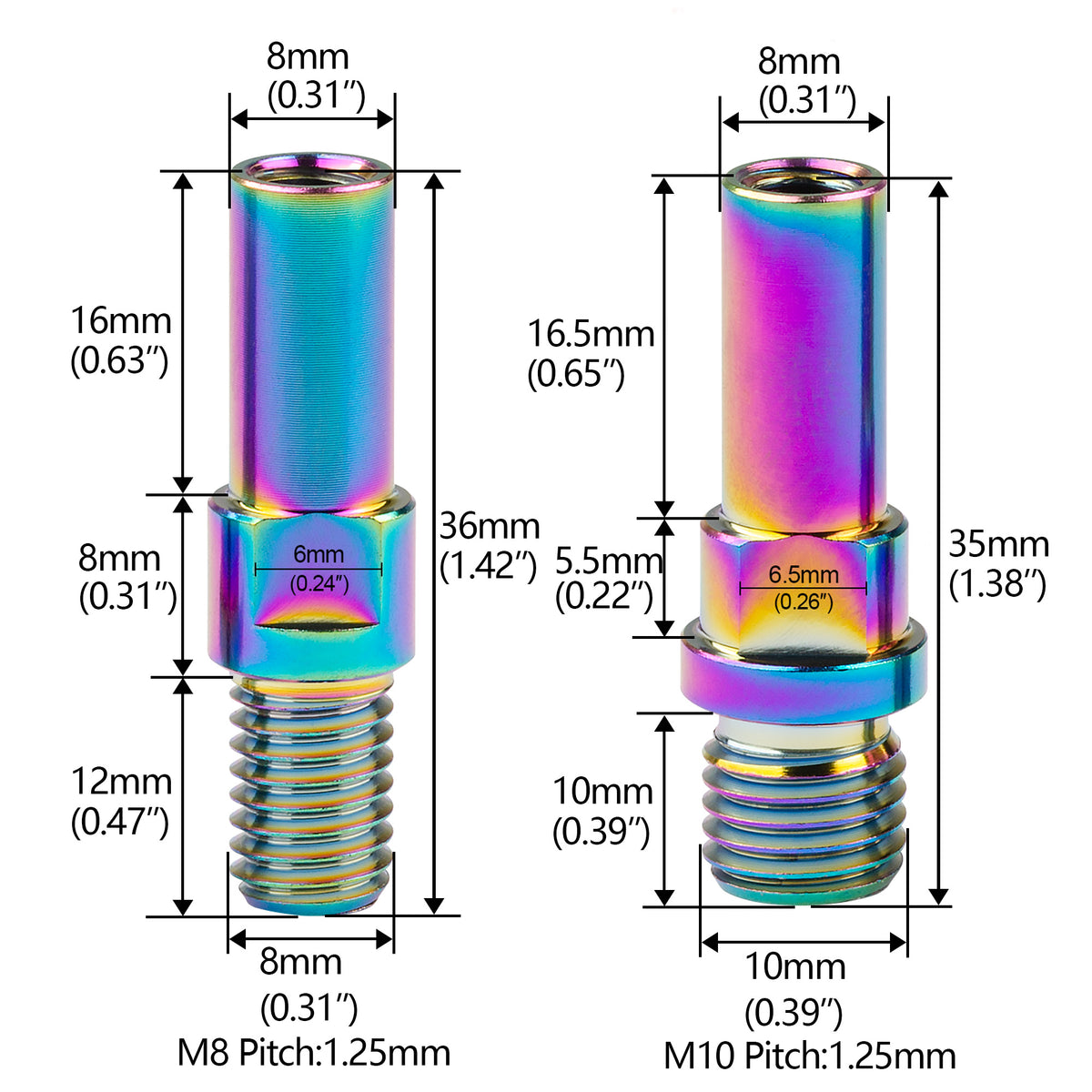 Titanium Bolt M8/M10x1.25mm Bike Brake Post VBrake Bosses V Brake Seat