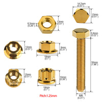 Wanyifa Titanium Bolt M8x50mm Chain Adjuster Bolt & Nut Kit Set for Yamaha MT-09 MT-09SP Tracer 9 XSR900