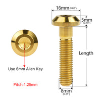 Wanyifa Titanium Bolt M8x15 20 25 30 35 40mm Flat Truss Hex Head Screw for Bicycle Motorcycle Brake