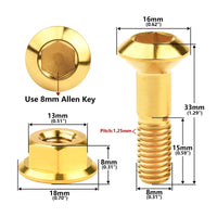 Wanyifa Titanium Bolt M8x33mm Motorcycle Sprocket Rear Chain Disc Screw Chainwheel Chain Disk Plate Ti Screws Nuts Set Chainring Fastener