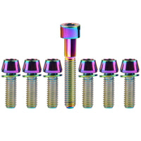 Wanyifa Titanium Bolt Set 1pc M6x35mm Taper/Cap Hex Head Screw+6pcs M5/M6x16 18 20mm Taper Hex Head with No-shedding Washer Screws for Bicycle Upgarde Set Kits