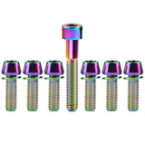 Wanyifa Titanium Bolt Set 1pc M6x35mm Taper/Cap Hex Head Screw+6pcs M5/M6x16 18 20mm Taper Hex Head with No-shedding Washer Screws for Bicycle Upgarde Set Kits