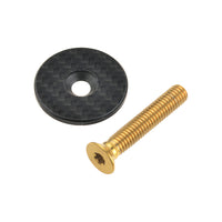 Wanyifa Titanium Bolt M6x35mm + 1 1/8" CNC 3K Carbon Fiber Stem Top Cap Gloss/Matte for Road Mountain Bike Cycling Parts