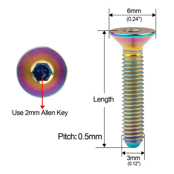 M3 Titanium Bolts Socket Cap Hex Screw 5/6/8/10/12/15/18/20mm M3 M3 Titanium Bolts Socket Cap Hex Screw 5/6/8/10/12/15/18/20mm M3
