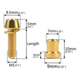 Wanyifa Titanium Bolt 4pcs M5x16mm Bolts+2pcs M5x18mm Bolts+2pcs Nuts Taper Hex Head With Washer Screws For 3T ARX LTD Stem Complete Upgrade Kit