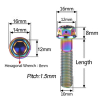 Wanyifa Titanium Bolt M10x20 25 30 35 40 45 50 55 60 65 70 75 80 85 90mm Flange With Holes Hex Head Srecws Pitch 1.5mm