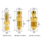 WanyifaチタンボルトブリードニップルM10x1.0 / 1.25mmピッチモーターサイクルキャリパーオイルドレンデフレーションスクリュー