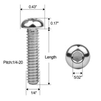 Wanyifa Titanium 1/4-20 US Standard Bolt 3/8"  5/8"  3/4"  1"  1-1/4"  1-1/2"  1/2"  2"  Button Hex Allen 20 TPI Coarse Thread (UNC) Full Threaded US Standard Screw