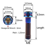 Wanyifa Titanium Bolt M8x15 20 25 30 35 40 45 50 55mm Flange With Holes Hex Head Screws For Motorcycle Brake Calipers